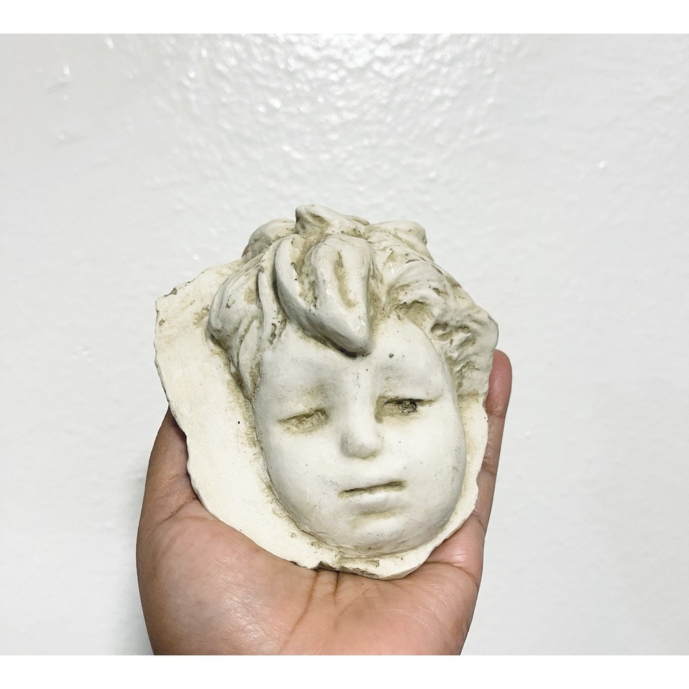 Hen-Feathers & Company Cherub Angel Child Face 5" Wall Plaque Hand-Cast